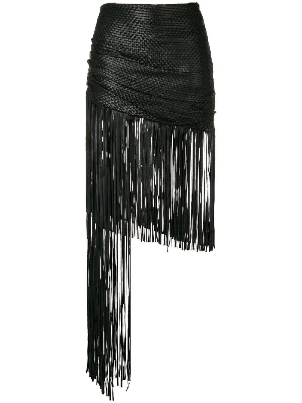 asymmetric fringed skirt chiffon skirt floaty