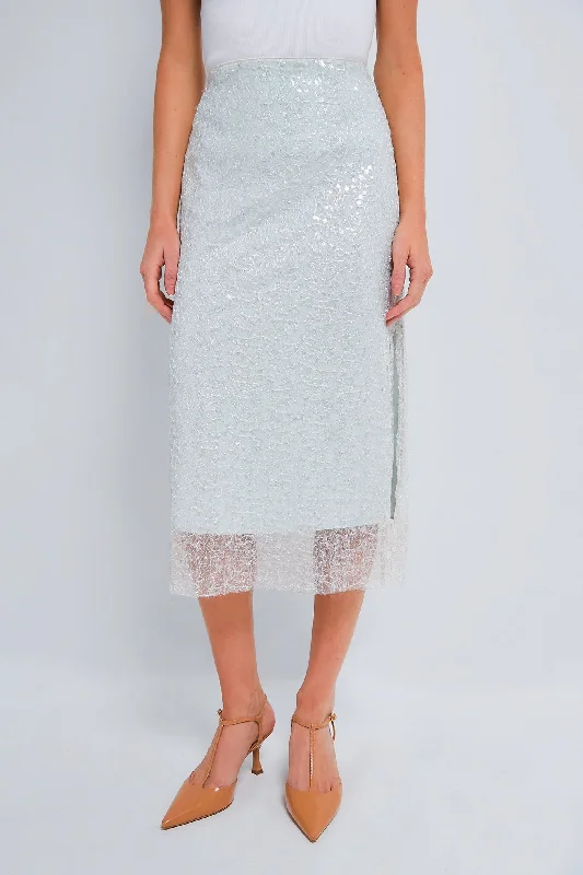 Aqua Glassy Sequin Skirt cashmere skirt fine