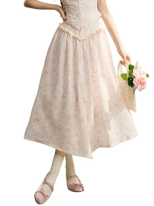 Beige Lace Crochet Skirt cotton skirt soft