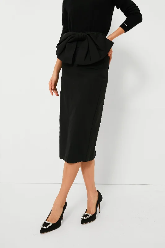 Black Bow Pencil Skirt ribbed skirt waist