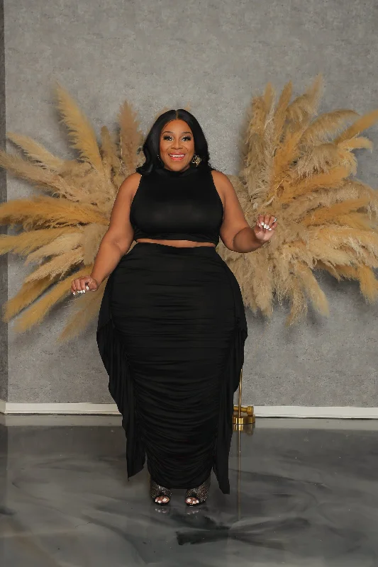 Black You Better Work Skirt Set chiffon skirt delicate