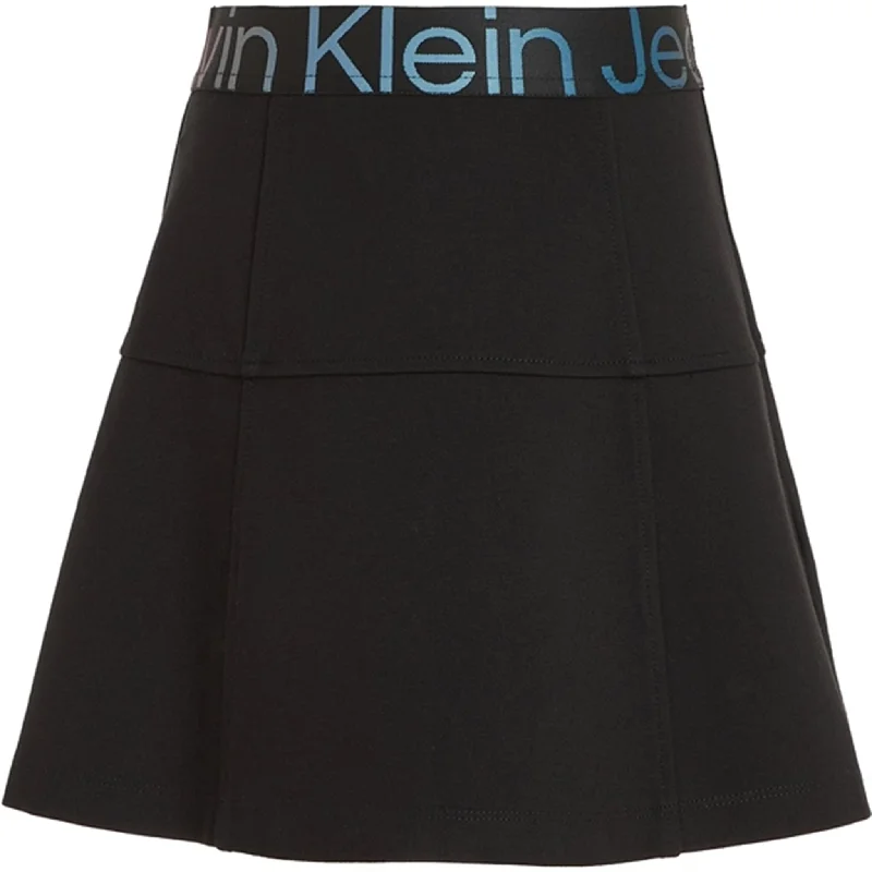 Calvin Klein Punto Tape Skirt Ck Black asymmetrical skirt cut