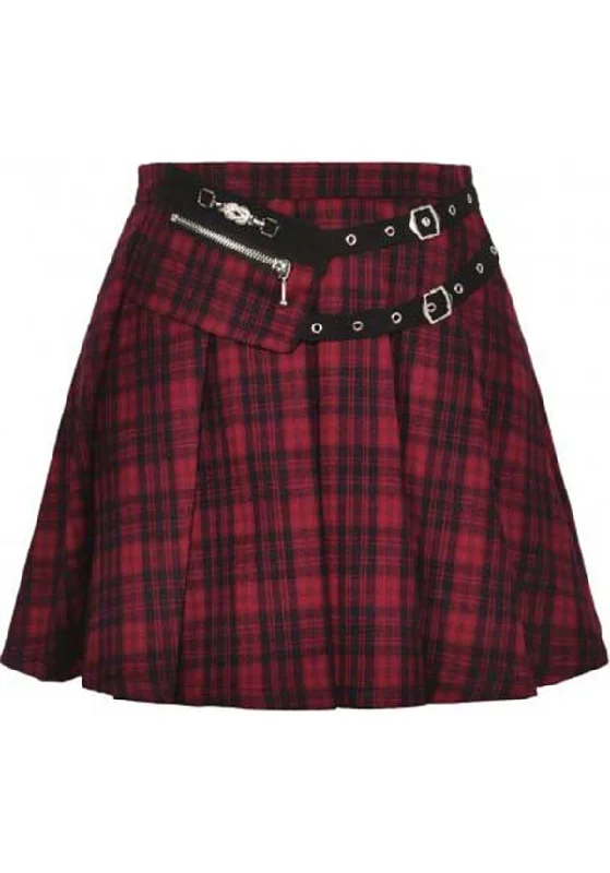 Camden [Red Plaid] | PLEATED SKIRT cashmere skirt fine