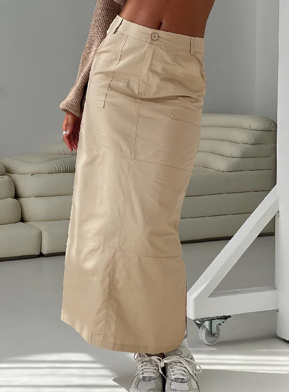 Devine Cargo Maxi Skirt Stone cashmere skirt rich