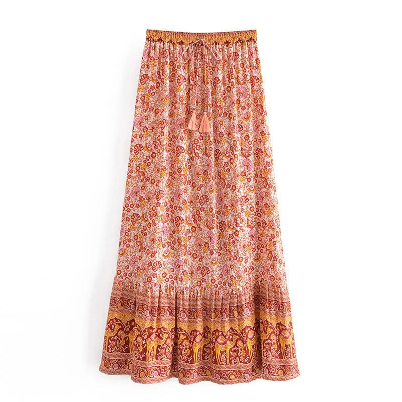Ember Boho Maxi Skirt ribbed skirt waist