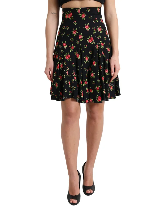 Dolce & Gabbana Floral A-Line Mini Skirt with High Waist lace skirt delicate
