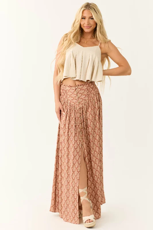 Ginger Abstract Floral Print Maxi Skirt floral skirt print