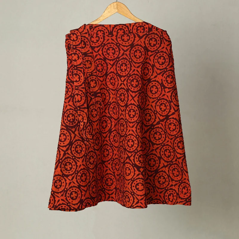 Orange - Hand Batik Print Cotton Wrap Around Skirt 02 velvet skirt plush