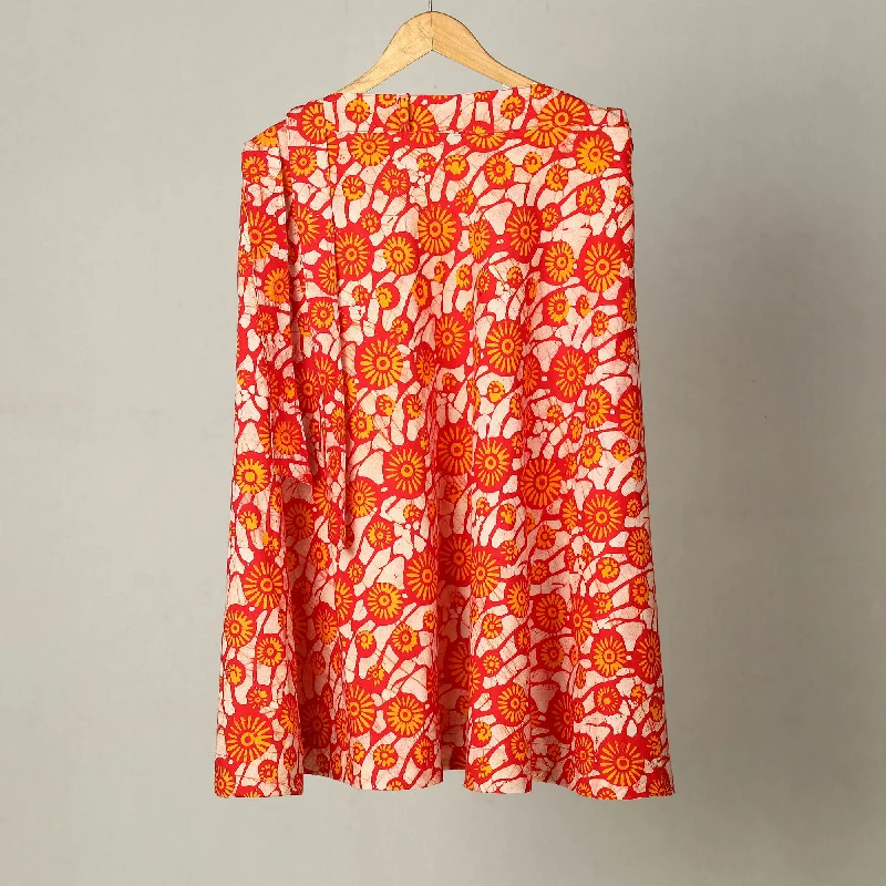Orange - Hand Batik Print Cotton Wrap Around Skirt 04 lace skirt delicate