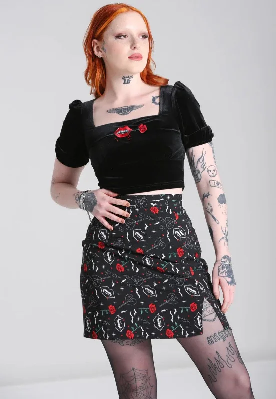 Hellbunny - Lilith Black - Skirt pleated skirt texture