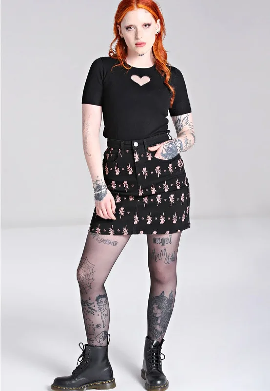 Hellbunny - The Lover Black - Skirt linen skirt natural