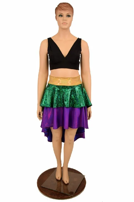 Hi Lo Layered Mardi Gras Skirt (Skirt Only) denim skirt casual