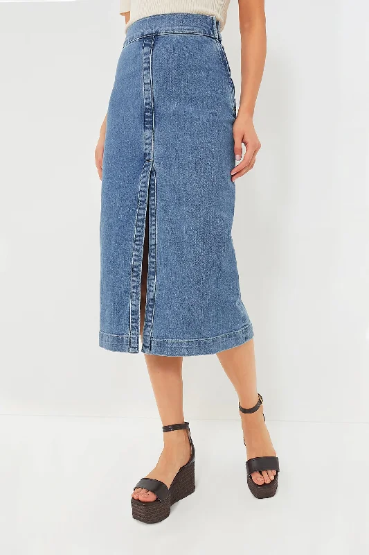 Indigo Clair Curtis Midi Skirt denim skirt durable