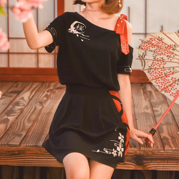 Japanese cherry blossom skirt YV40199 silk skirt sleek