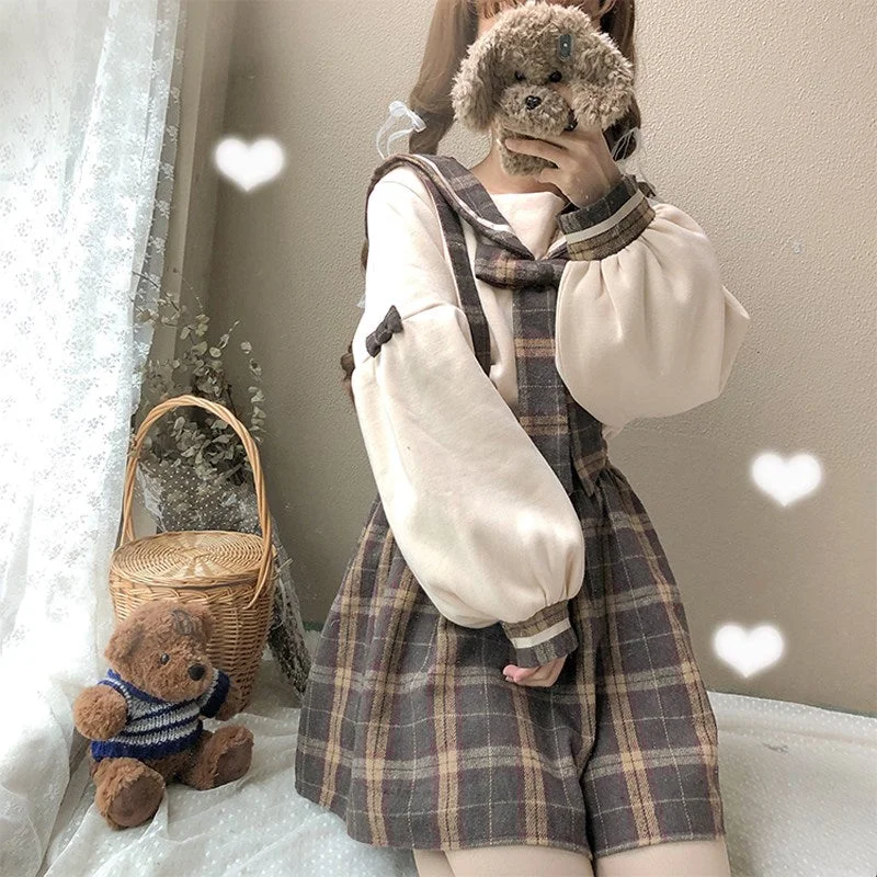 Japanese cute suspender skirt suit YV43359 cashmere skirt rich