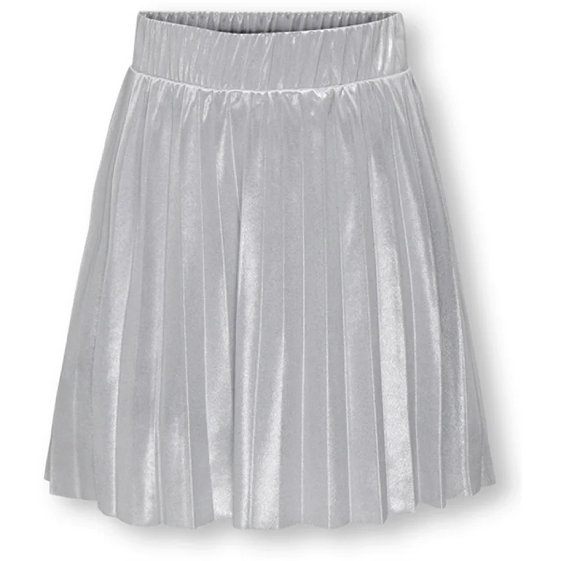 Kids ONLY Silver Metallic Hailey Pleated Skirt chiffon skirt flowing