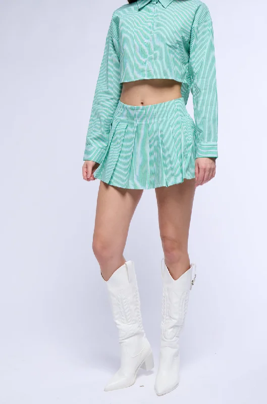LILY POPLIN PLEATED MINI SKIRT corduroy skirt durable