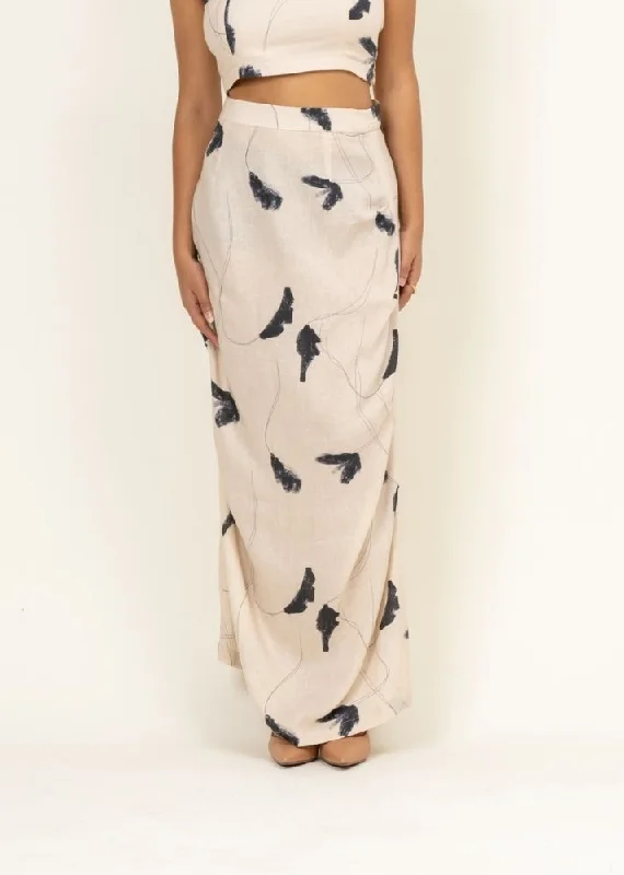 Marcela Printed Skirt asymmetrical skirt cut