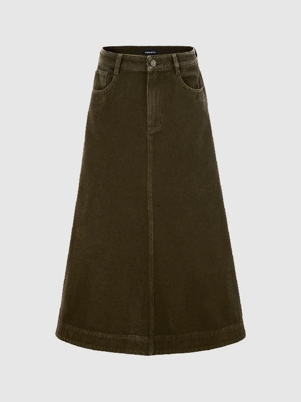 Maxi A-Line Denim Skirts leather skirt sleek
