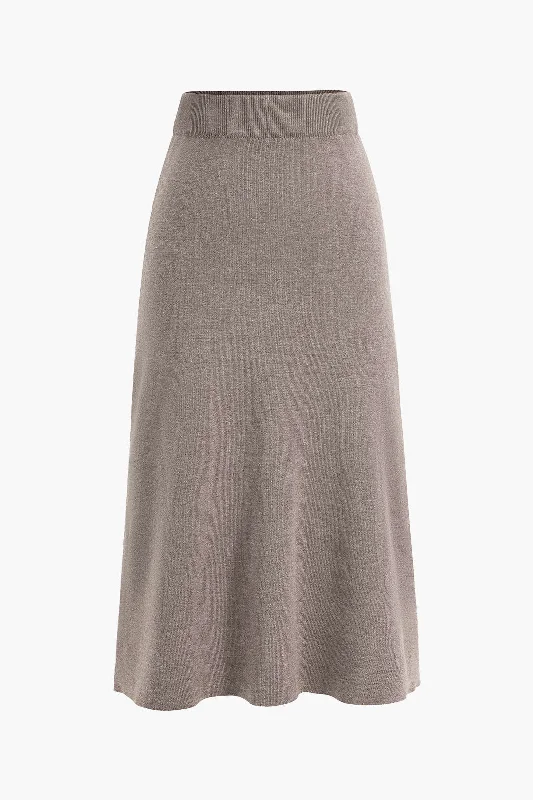 Solid Sweater Midi Skirt cotton skirt soft