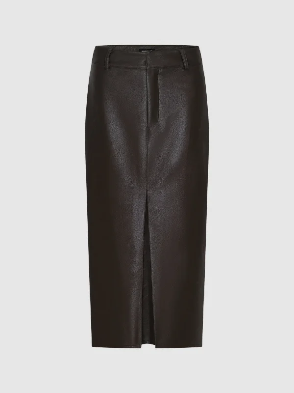 Midi Leather Straight Skirts velvet skirt plush