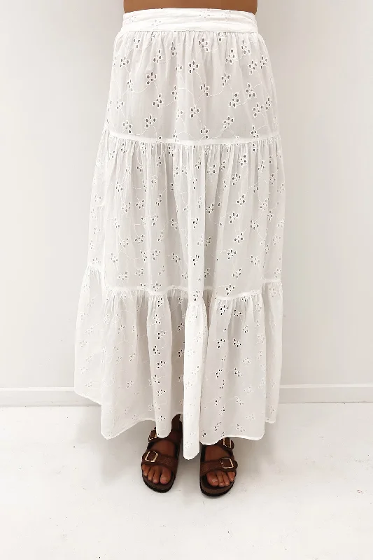 Olivia Maxi Skirt White flowy skirt hem