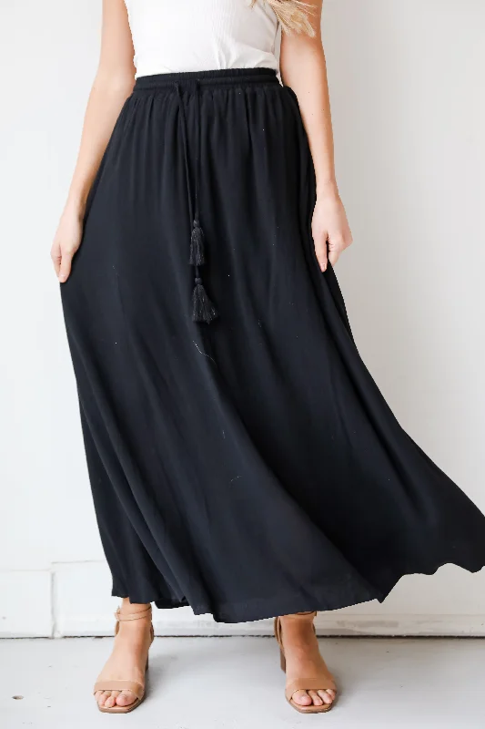 FINAL SALE - On My Mind Black Maxi Skirt - DU DEAL cashmere skirt soft