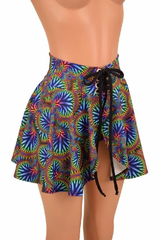 Open Front Lace Up Circle Cut Skirt leather skirt sleek