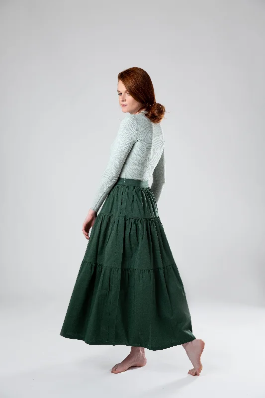 Peasant Skirt - Green silk skirt elegant