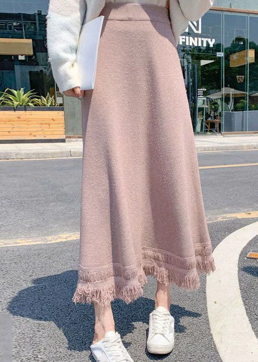 Pink high waist fashion Knit Skirt Winter slim fit skirt