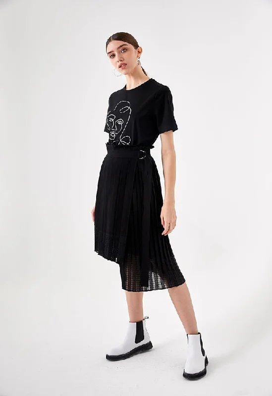 Pleated High Low Skirt chiffon skirt airy