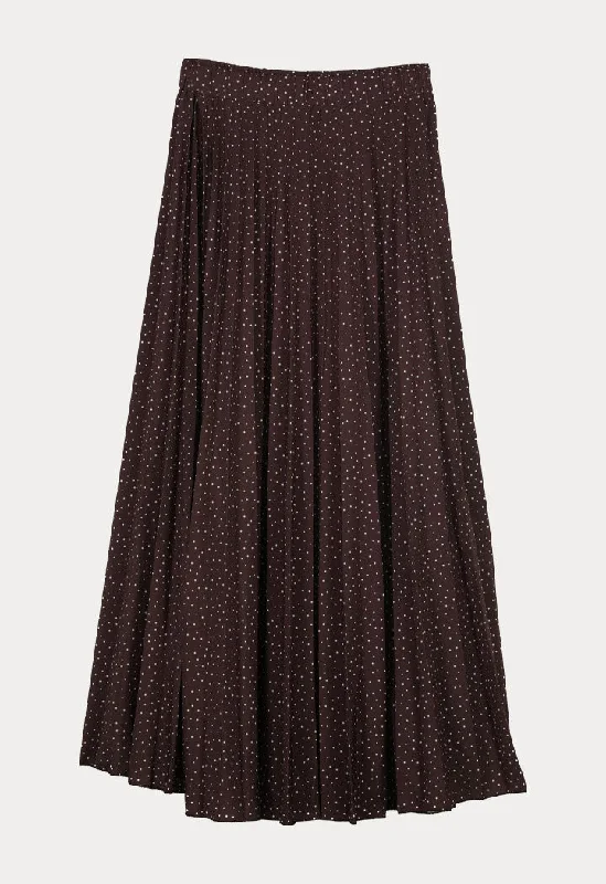 Polka Dot Pleated Skirt casual skirt length