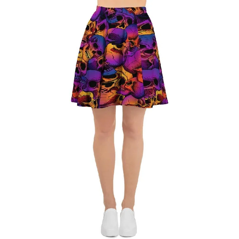 Purple Skull Women's Skirt a-line skirt cut