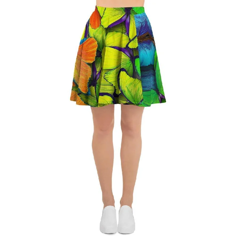 Rainbow Butterfly Print Women's Skirt low waist skirt