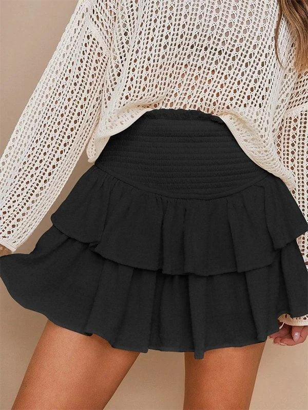 Smock Tiered Ruffle Mini Skirt modal blend skirt