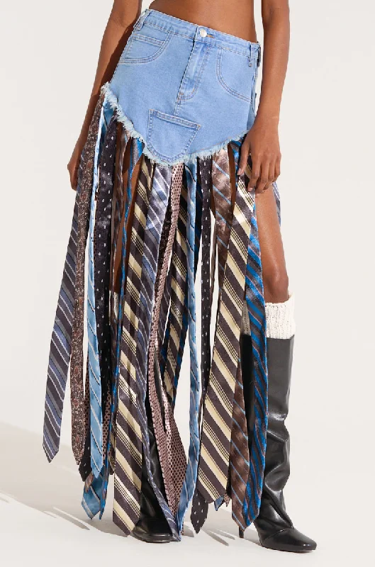 SO YOU THOUGHT DENIM SKIRT WITH TIE velvet skirt plush