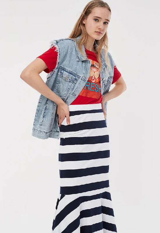 Stripe Mermaid Panel Skirt cashmere skirt plush