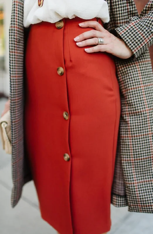 The Scarlett Pencil Skirt In Rust maxi skirt elegant