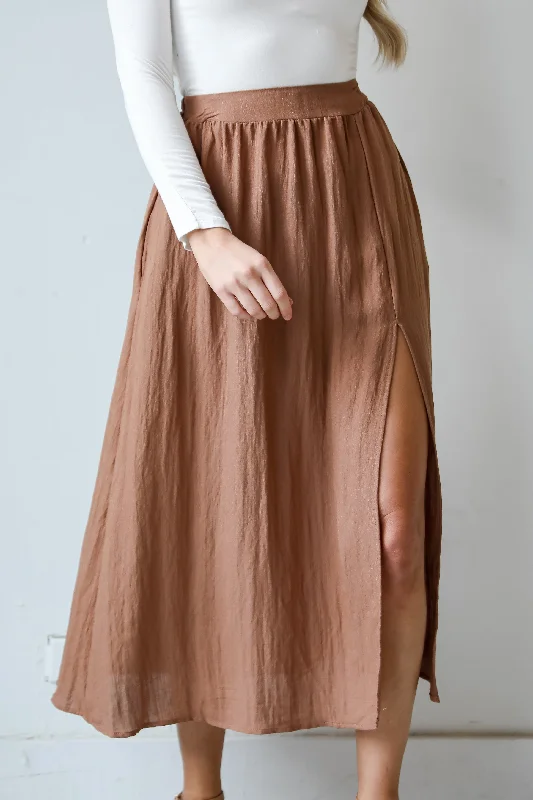 FINAL SALE - Truly Elevated Mocha Maxi Skirt leather skirt sleek
