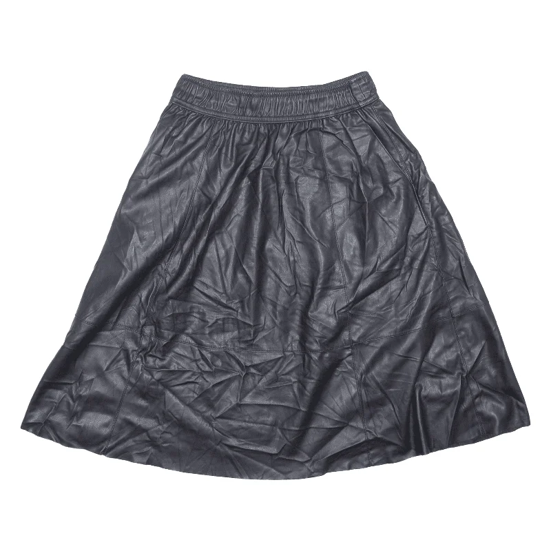 VILA Faux Leather Womens Flare Skirt Black Knee Length XS lace skirt intricate