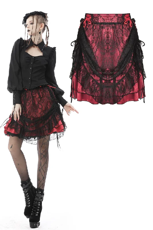 Women lace cover red sexy mini skirt  KW215 lace skirt feminine