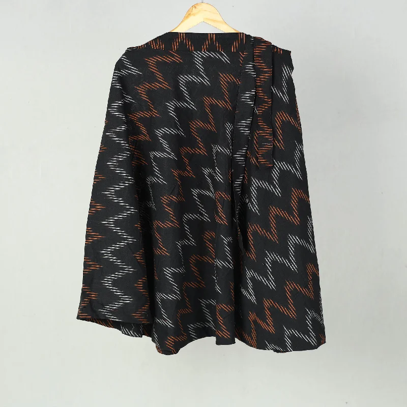 Black - Wrap Around Cotton Pochampally Ikat Skirt 12 high waist skirt