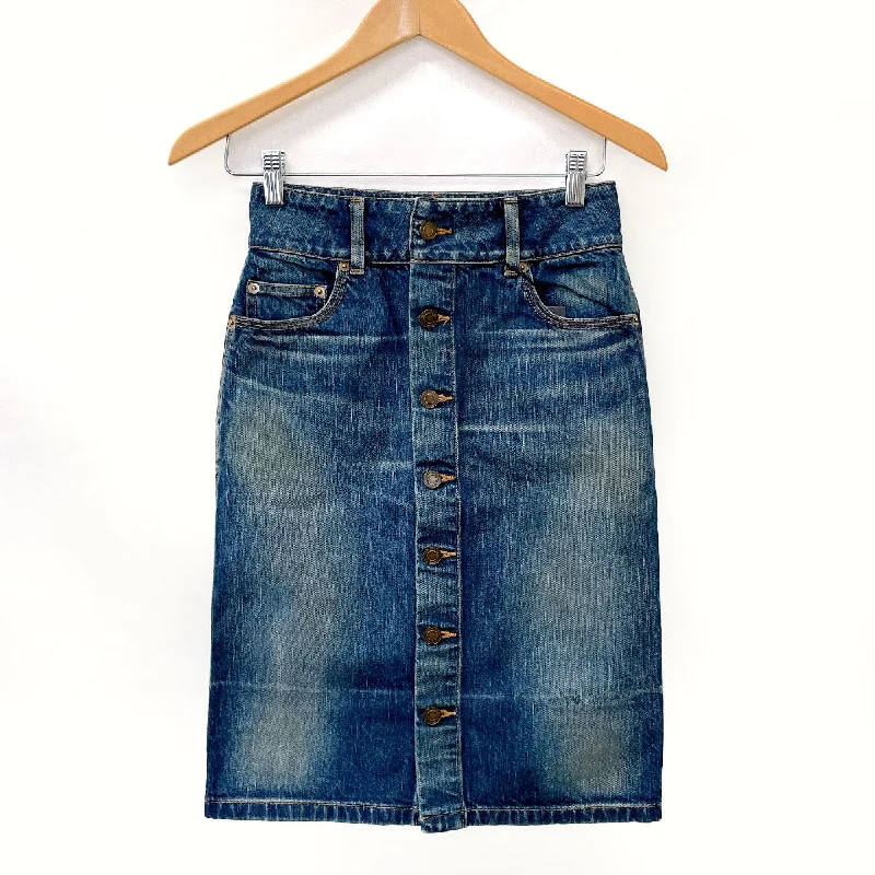 Yves Saint Laurent Denim Skirt 663874 cashmere skirt plush